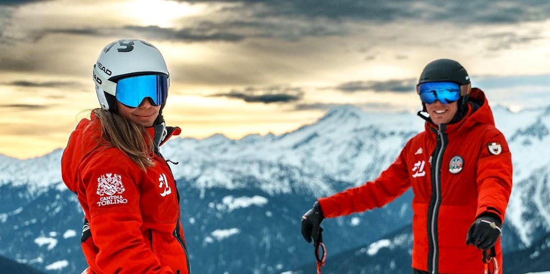 Two instructors from the ski school Scuola Sci 5 Laghi Madonna di Campiglio.