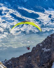 Man doing paragliding in Zermatt.
