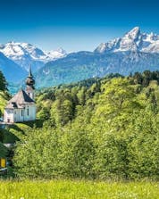 The beautiful landscape of the National Park in Berchtesgaden in Bavaria where you can hop on an hot air balloon an see the view during ballooning flight.