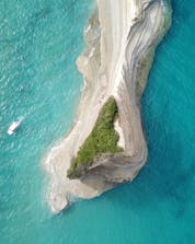 Picture of a beautiful remote island, reachable with boat rental from Corfu.