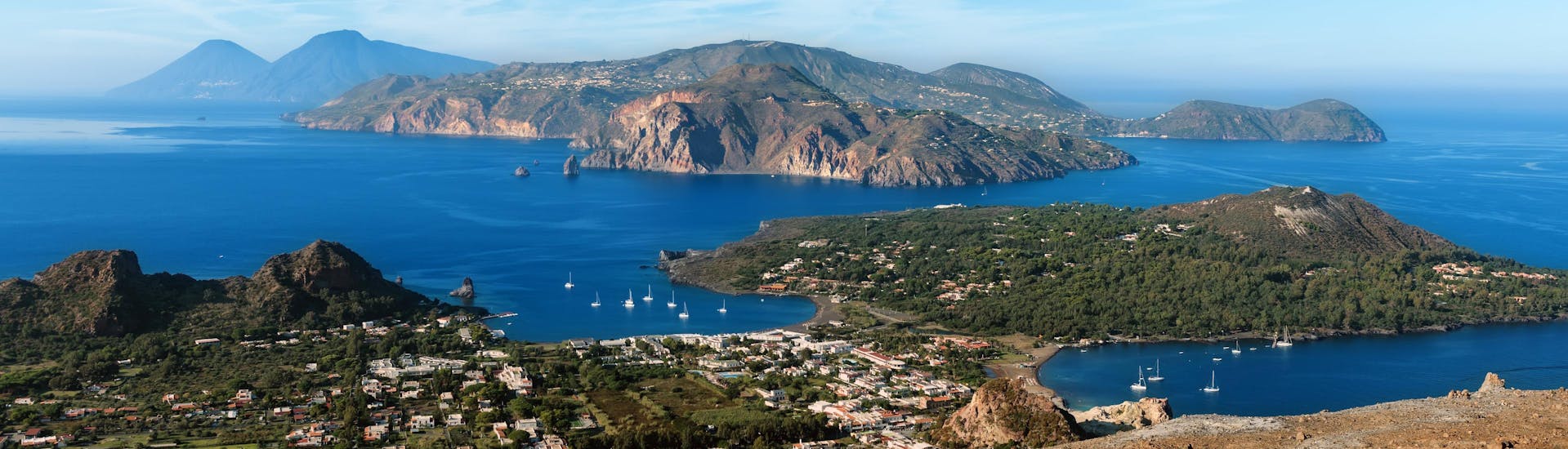 View of the Aeolian Island where boat tour providers offer their trips during summer.