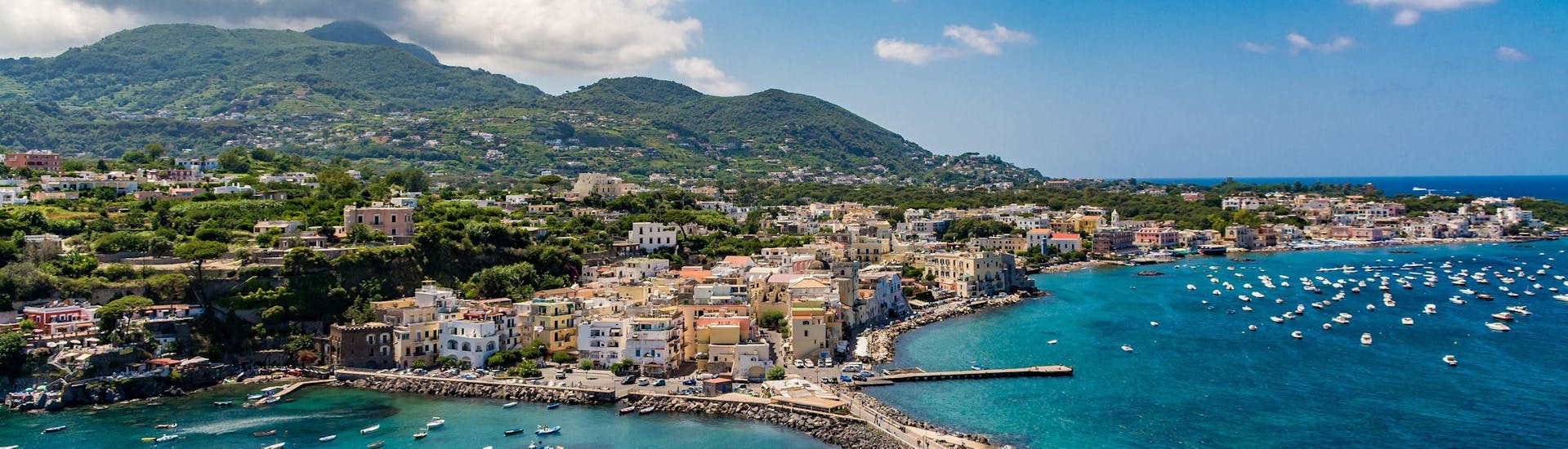 View from above of the port of Ischia during the boat trips with Ischia Seadream.