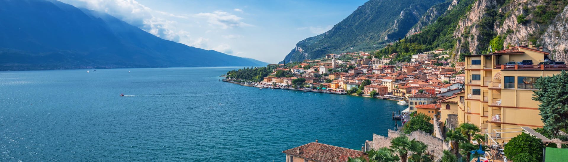 An image of the beautiful Lake Garda in Northern Italy, the perfect spot to book a boat trip in summer.