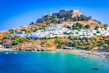 The port of Lindos, which is a destination for many boat trips.