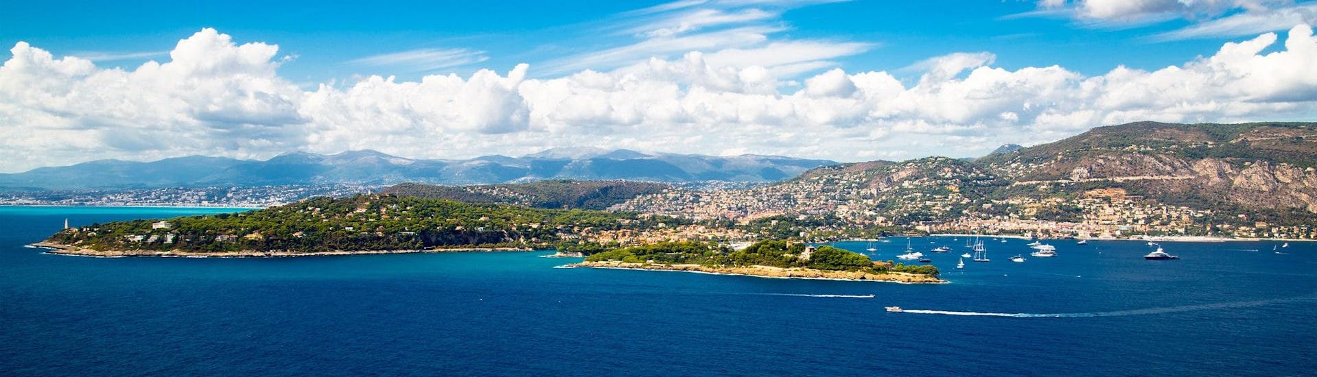 View of the French Riviera around St-Jean-Cap-Ferrat, a popular destinations for boat trips from Nice.