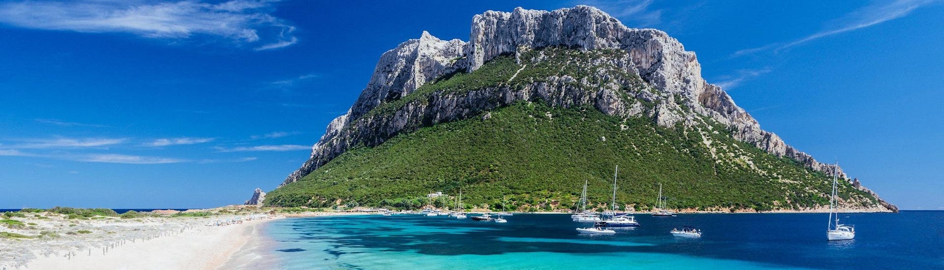 View of Tavolara island, which is a popular destination for boat trips from Olbia in Sardinia.