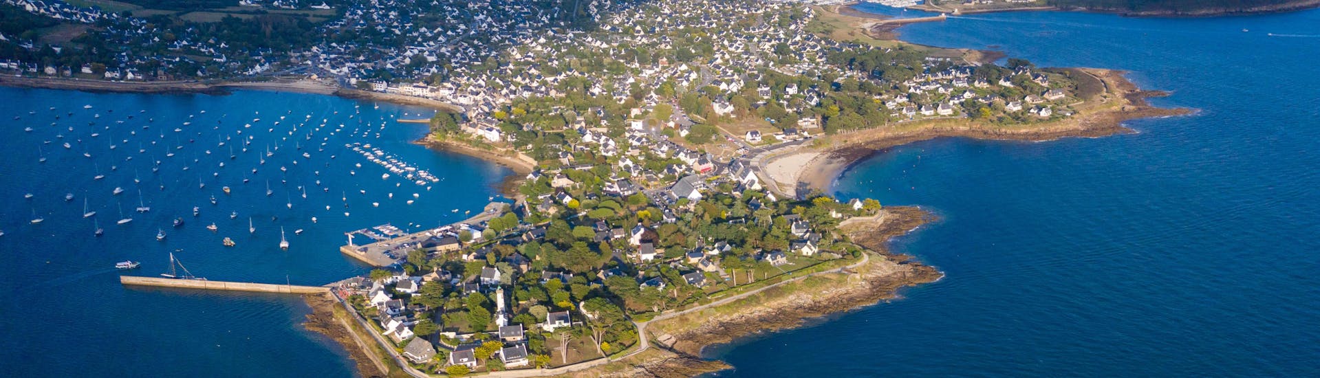 Aerial view of the city of Arzon, near the Gulf of Morbihan.