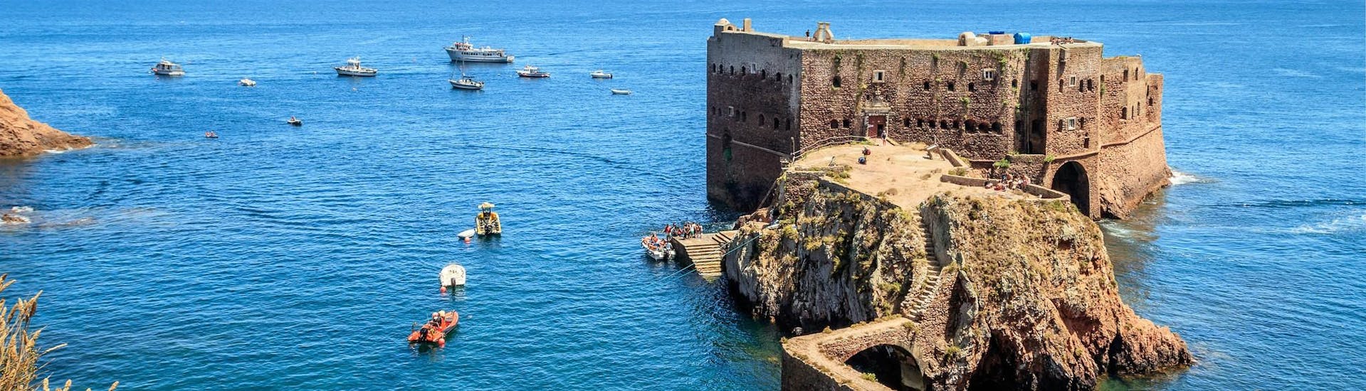 View from Berlenga Island to Fort São João Baptista of Berlengas, a popular destinations for boat trips to the Berlenga Islands.