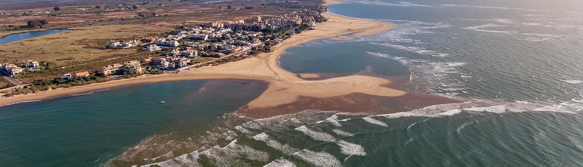 Aerial view of Isla Canela, a wonderful location that you can discover with a jet ski.