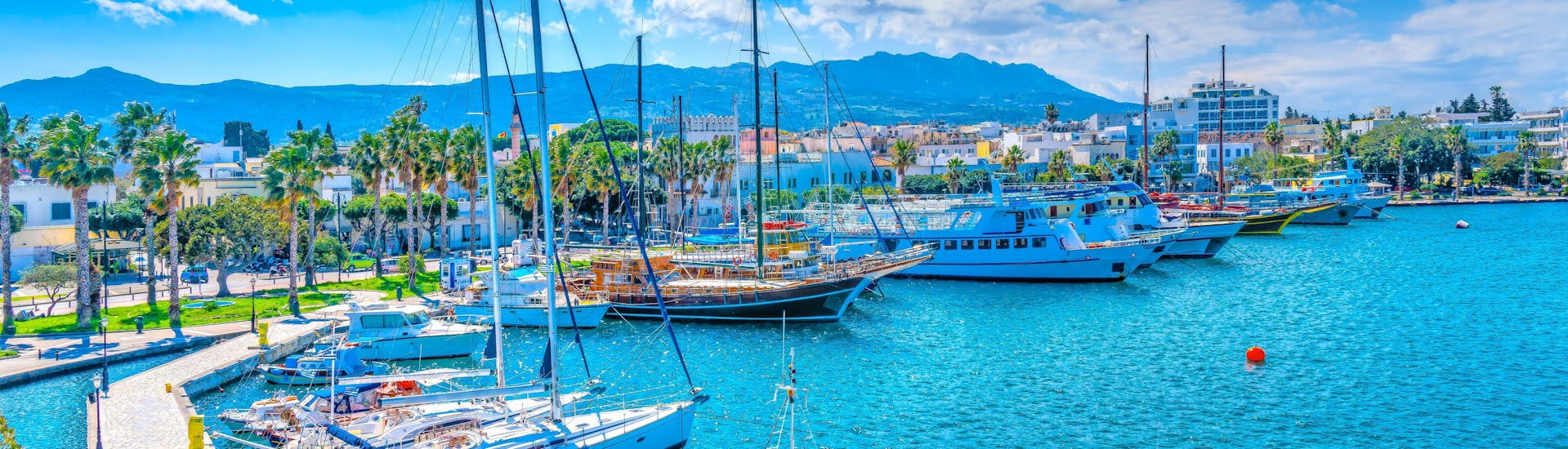 Picture of the port of Kos, Greece, a popular destination for boat trips.