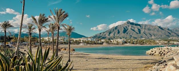 View of the beach of Marbella, Spain, a popular holiday destination. 