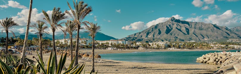 Vue de la plage de Marbella, en Espagne, une destination de vacances populaire. 