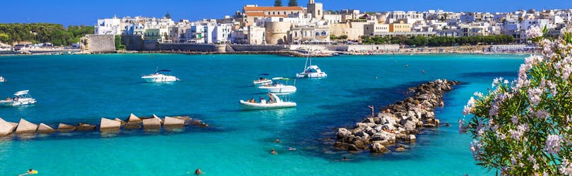 La ciudad de Otranto vista por el mar, una hermosa vista que se puede disfrutar durante un paseo en barco.