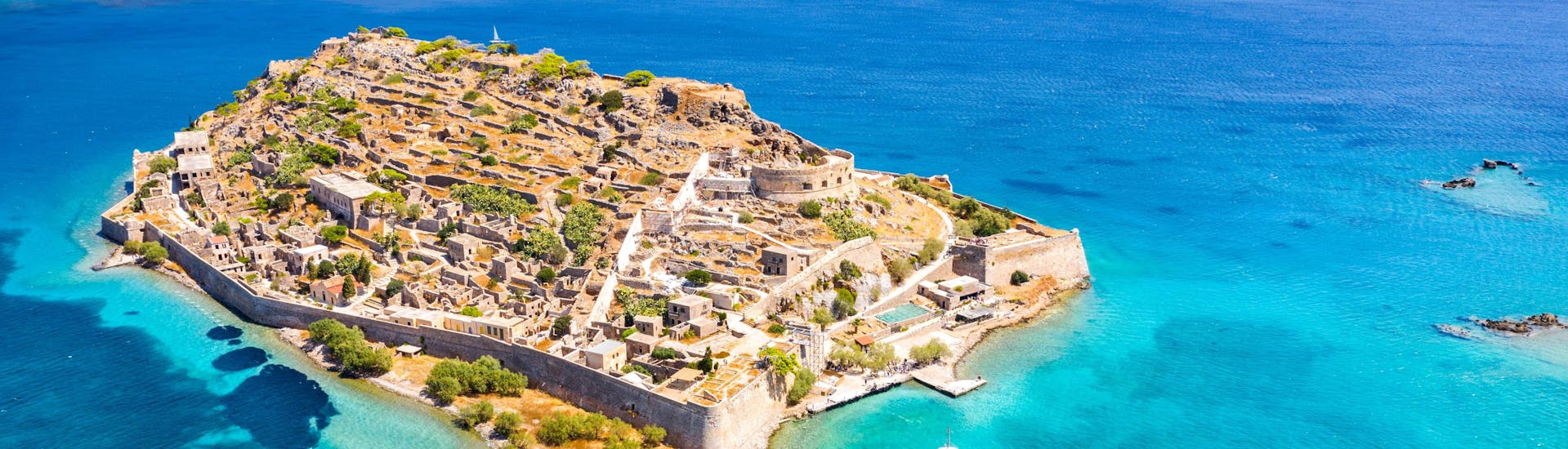 Picture taken from the sky of the Spinalonga Island.