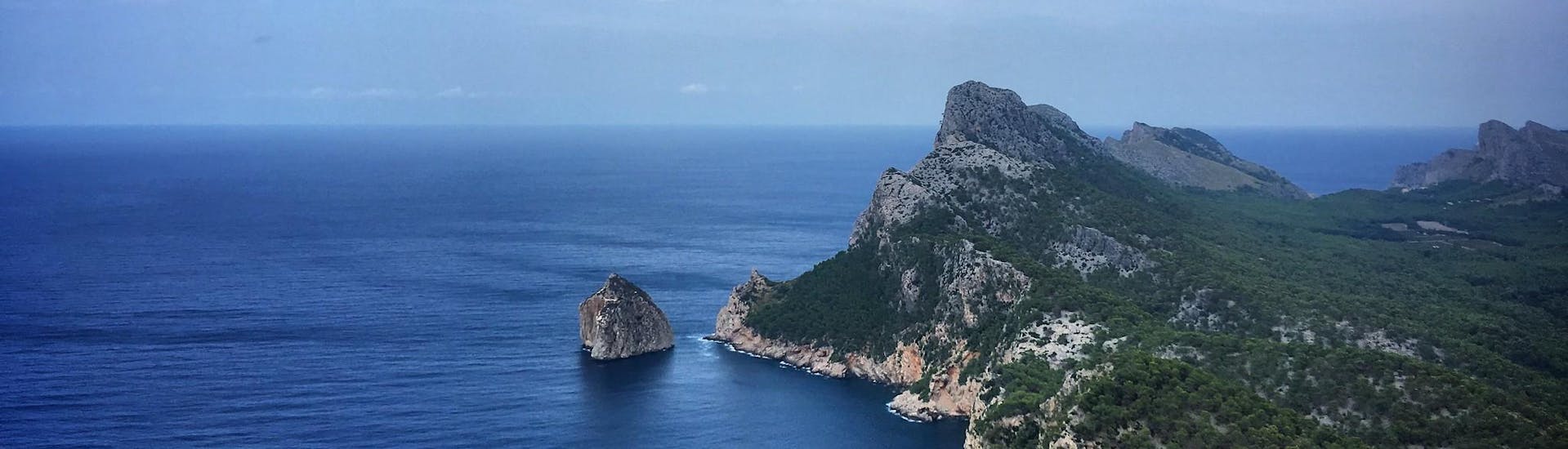 View of Cap Formentor from a boat trip in Mallorca.