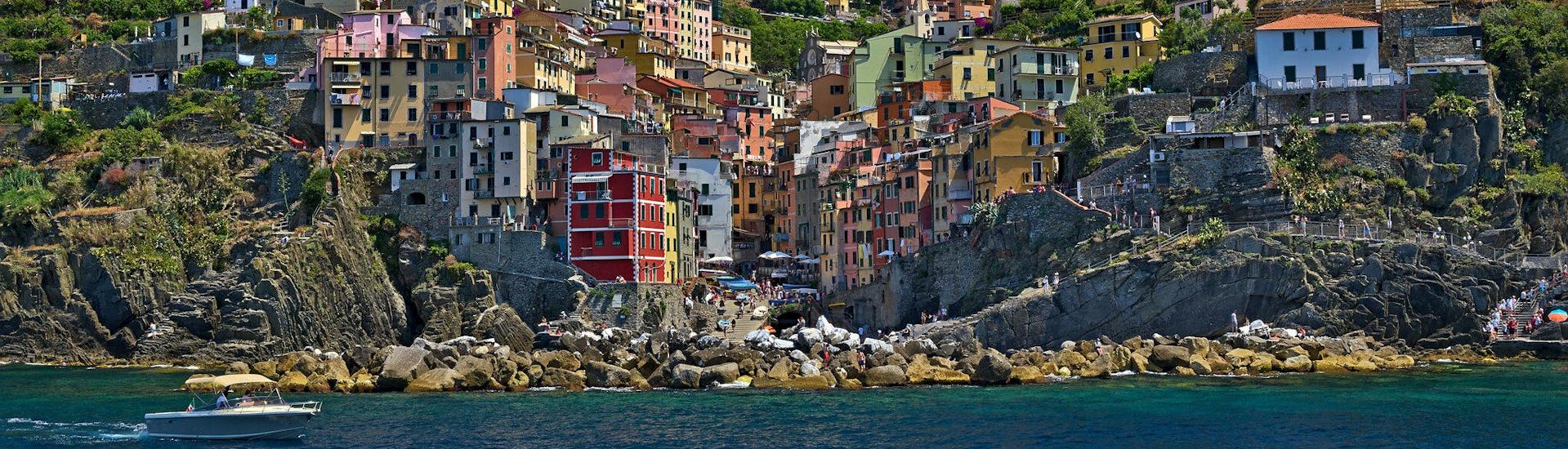 View of the coast during a boat trip to Riomaggiore.