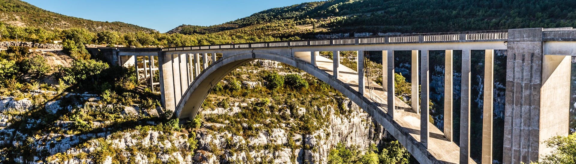 View from the Artuby bridge in the Gorges du Verdon, one of the most popular places in France for bungee jumping.