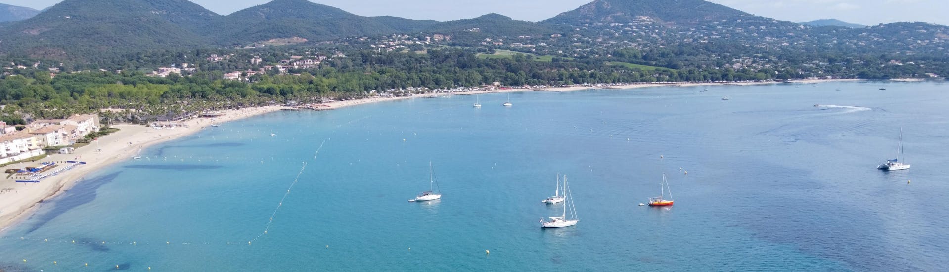 Several boats near the coast of Cogolin in France.