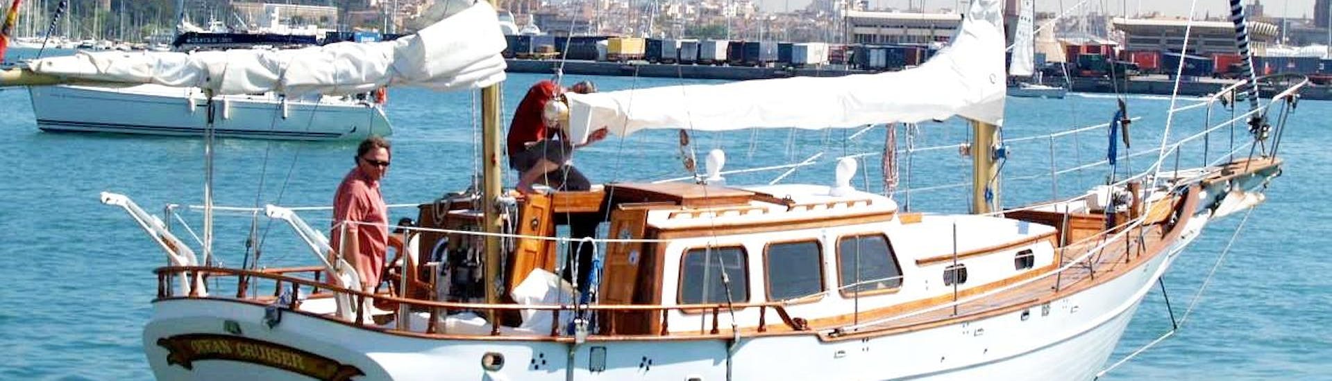 The historic Ocean Cruiser beginning a boat trip in Costa del Sol along the Mediterranean with Ocean Cruiser.