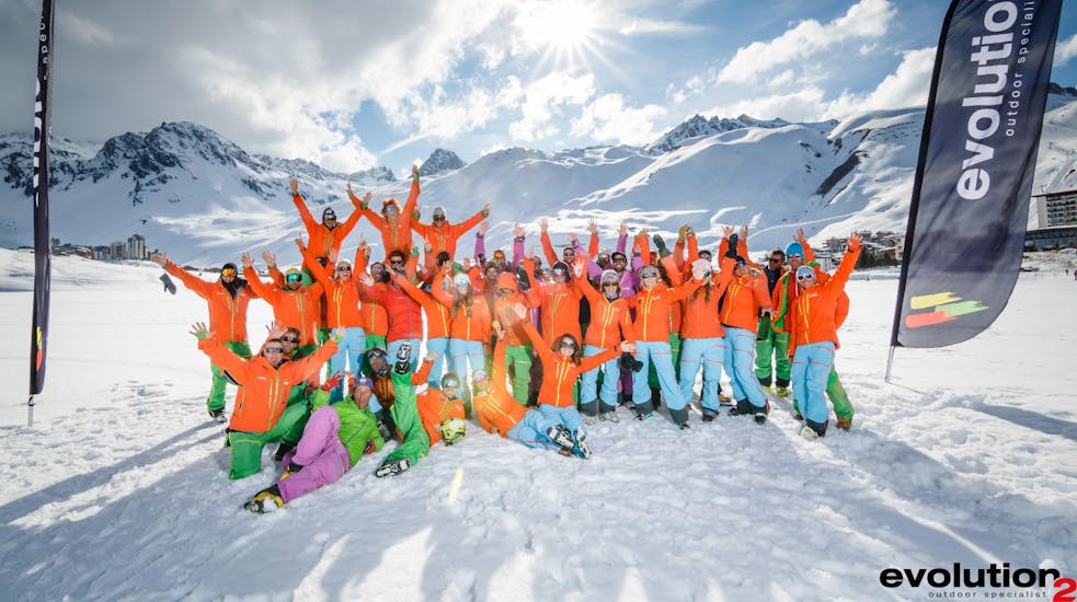 The team of the ski school Evolution 2 Tignes.
