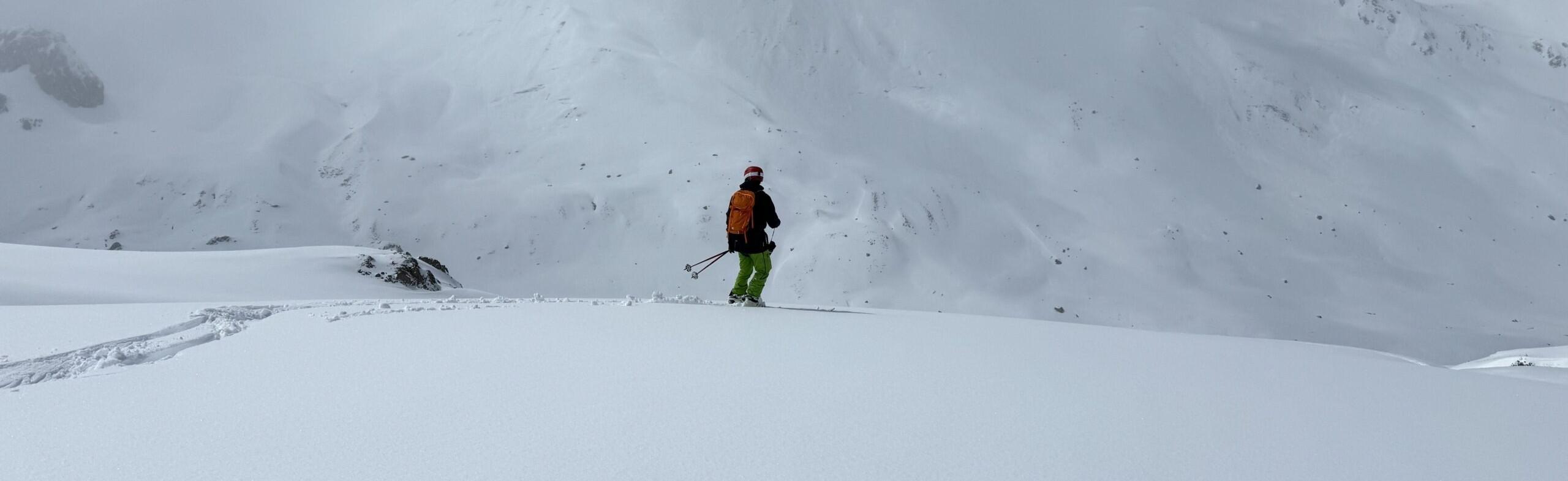 Skier enjoying the slopes in Switzerland.