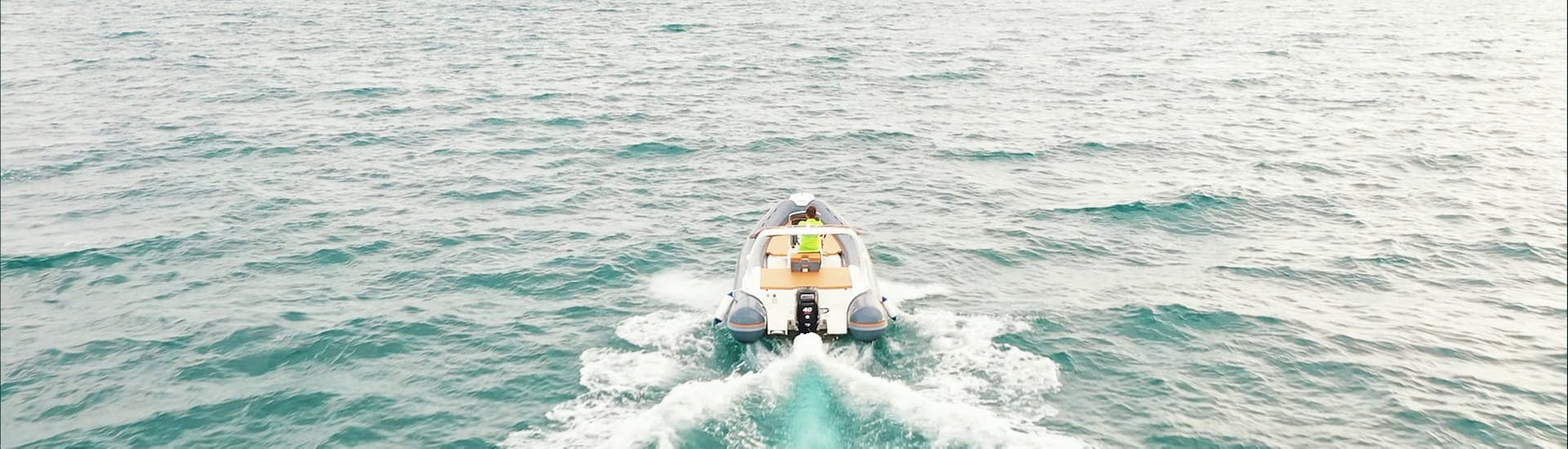 Picture of a RIB boat from the RIB boat rental service from Sea Star Marsala in the sea.