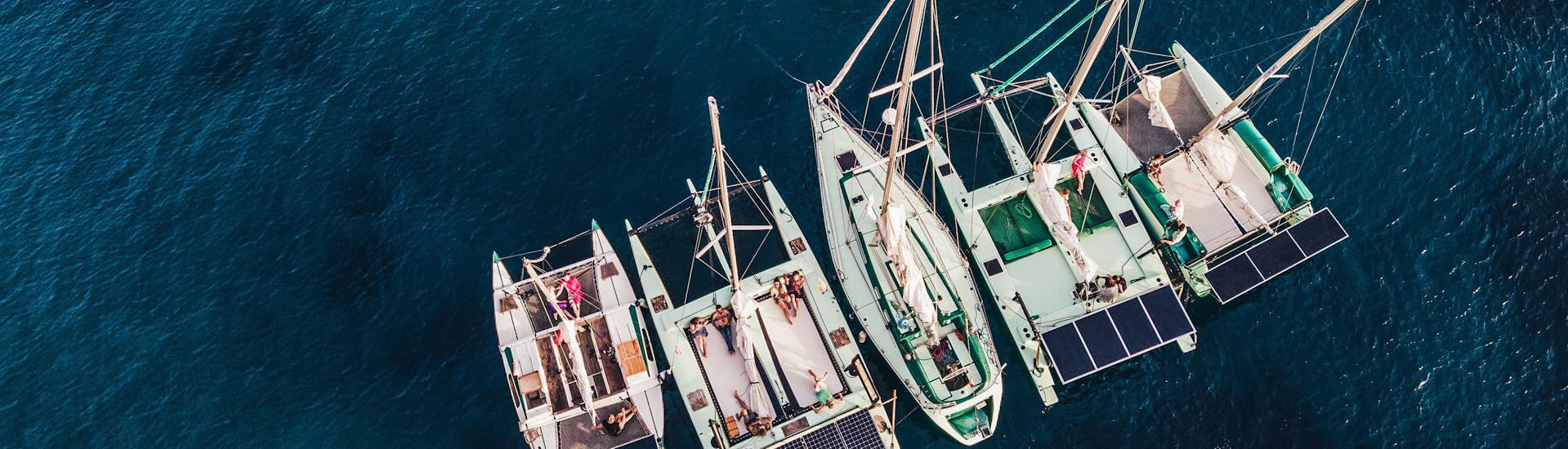 Notre flotte est rassemblée et prête à débuter les balades en bateau avec La Bella Verde Ibiza.