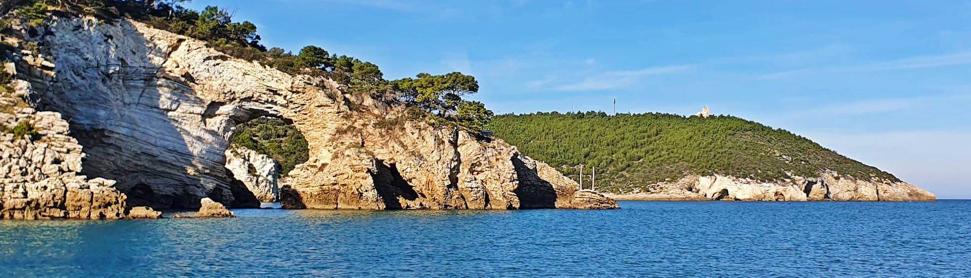 Picture of the Architiello taken from the gulet from Caicco Eco Freedom Vieste during the Boat Trip from Vieste to the Gargano Coast with Apéritif.
