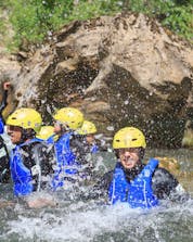 A group from Iris Adventure Dalmatia canyoning in the Centina River near Split. 