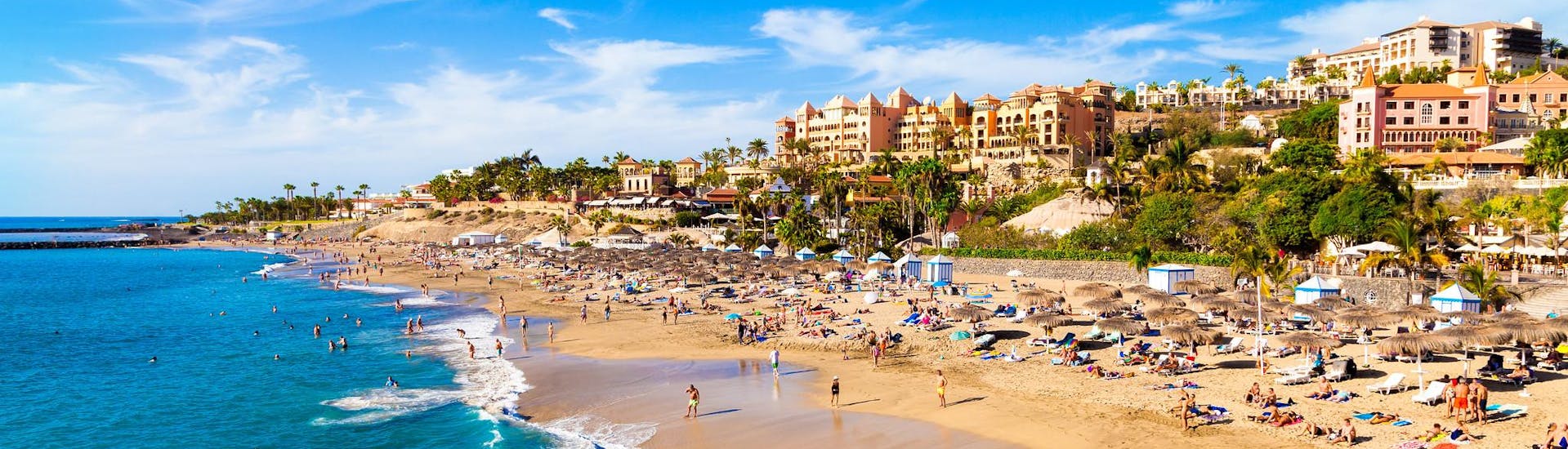 A beach in Costa Adeje on Tenerife where many water sports activities take place.