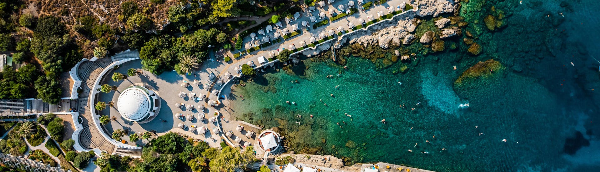 Aerial view of one of the most scenic spots in the coast of Kallithea Springs.