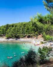 View of a beach at Kap Kamenjak, which is a popular destination for sea kayaking in Pula.
