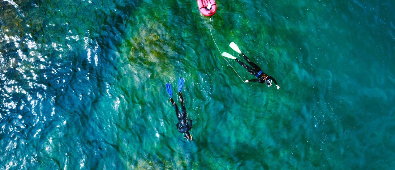 Des personnes font du snorkeling et de la plongée sous-marine avec Magellan Plongée Argelès-sur-Mer.