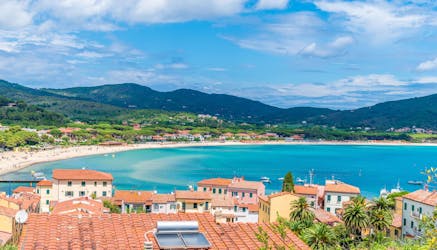 The view of Marina di Campo, Elba, a popular destination for boat trips. 