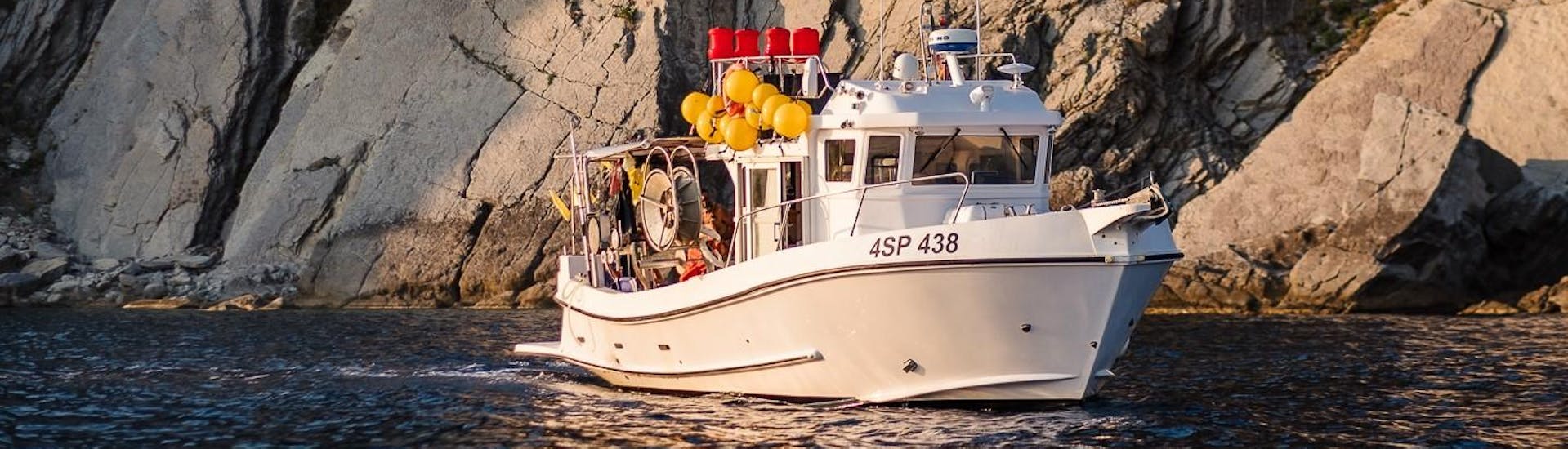 The motor fishing boat of Monterosso Pescaturismo during the Boat Trip from Monterosso with Fishing Experience.