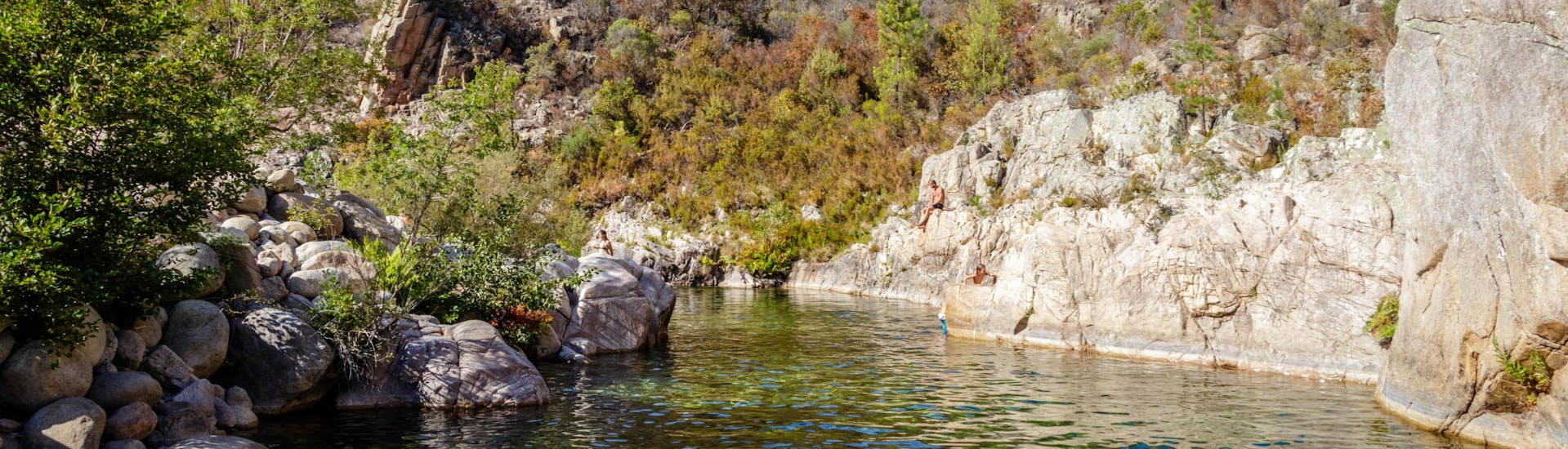 An image of the Solenzara River as seen when canyoning in Corsica.