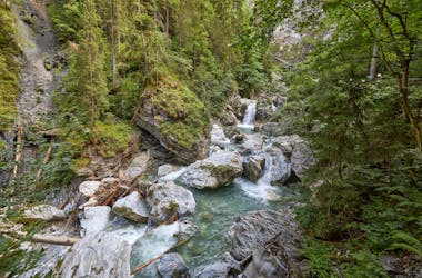 An image of the Kitzlochklamm, a mountain stream that offers a great opportunity to go canyoning in Taxenbach.