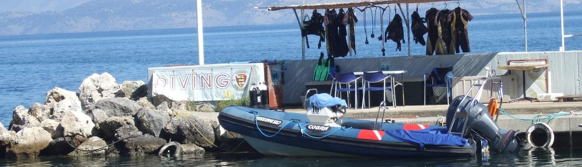 Blick auf das Scubanauts Diving Center in Korfu.