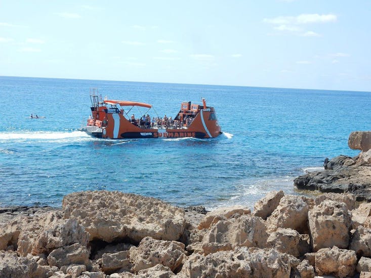 The semi-submarine Nemo navigating the coast of Ayia Napa.