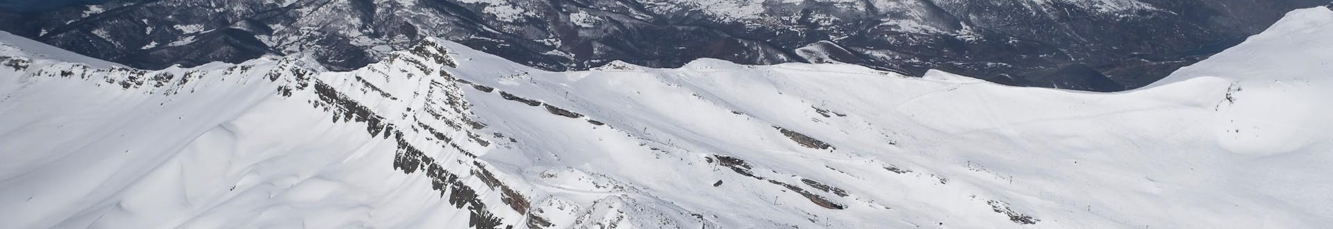 View of the ski resort in Alto Campoo Valley where ski school teach ski lessons. 