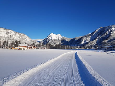 Skiing tracks in Füssener Jöchle - Grän in the Tannheim Tal, in Austria.