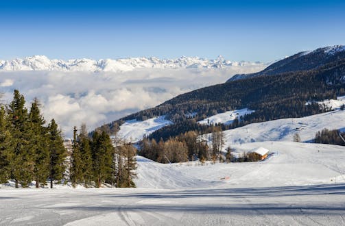 Une partie des pistes à Pila, dans le Val d'Aoste en Italie, où vous pouvez réserver des leçons de ski.