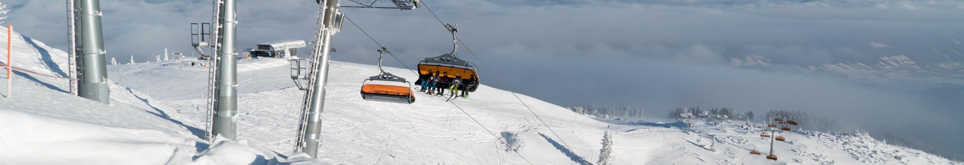 A ski lift in the ski resort of Wagrain in Austria, where you can book ski lessons.