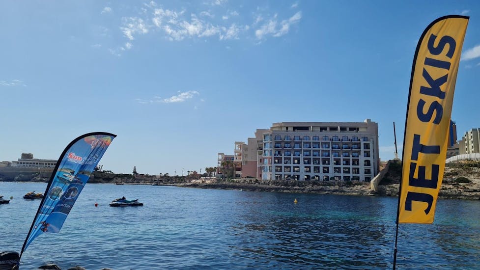 Sun & Fun Watersports Malta base at St George's Bay. 