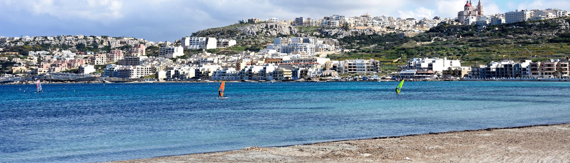 Two windsurfers in the Mediterranean See