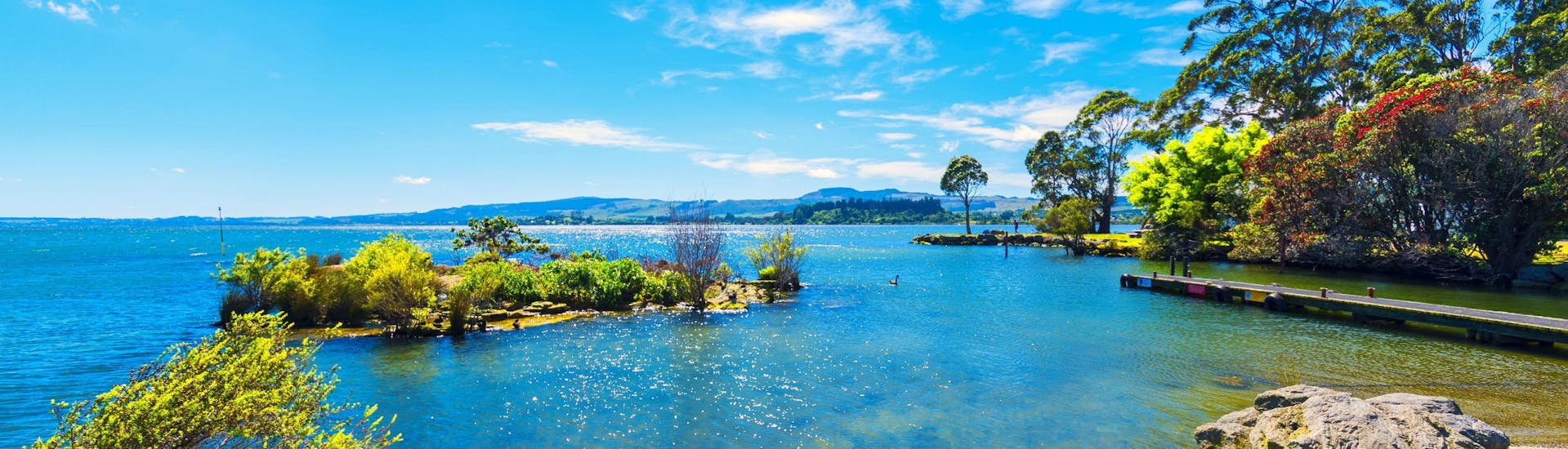 An image of one of the Rotorua Lakes on New Zealand's North Island, a popular place to go Stand Up Paddleboarding.