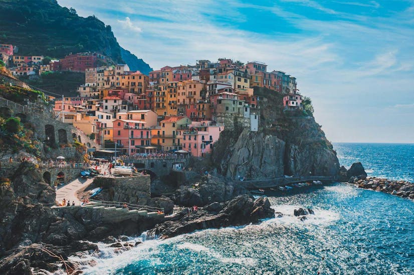 A view of the coast of Cinque Terre seen during a trip with Venere Boat Tour Cinque Terre.