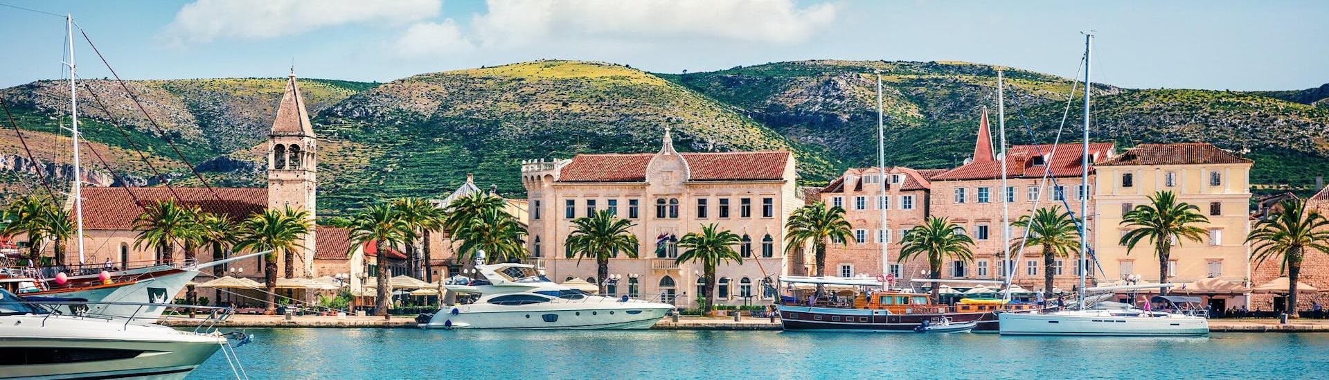 View of the port of Trogir, which is a popular starting point for boat trips in Dalmatia.