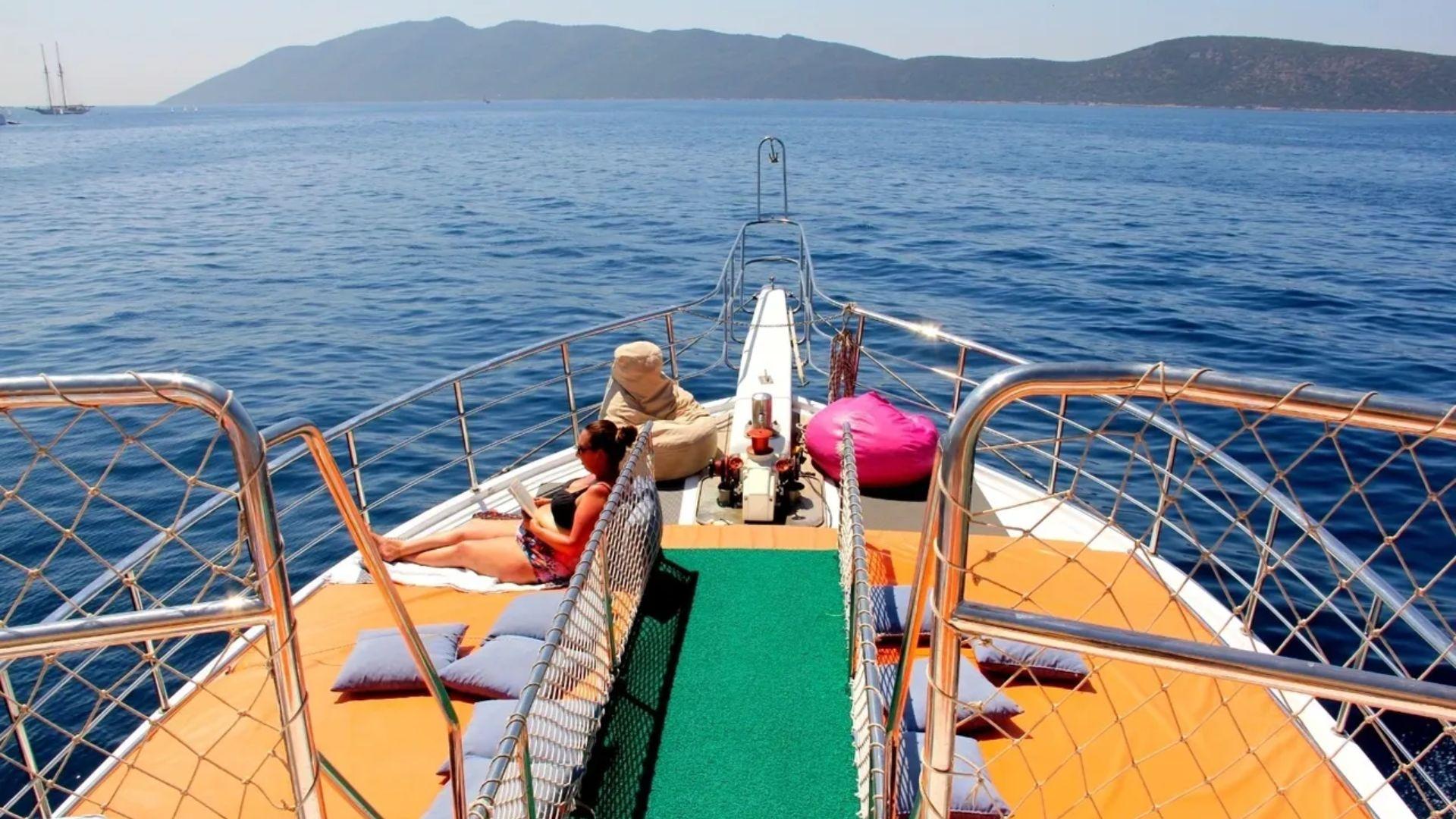 A boat that is used for one of the tours of La Bebe Bodrum.