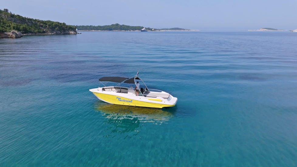 Speedboat of Gabriel Watersports Cavtat which can be chartered for half a day or a full day in Croatia.